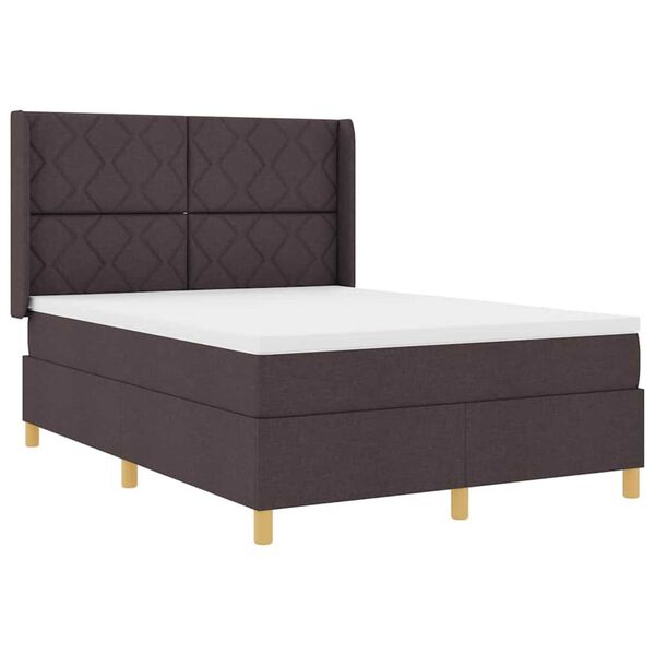 vidaXL Cama con Somier con colch&oacute;n Marr&oacute;n oscuro 140 x 190 cm tela