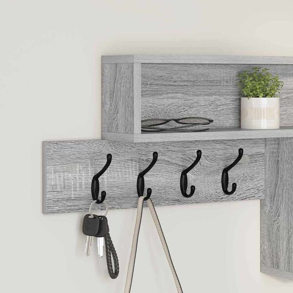 vidaXL Perchero de pared con estante Gris Sonoma 100 x 12 x 43,5 cm