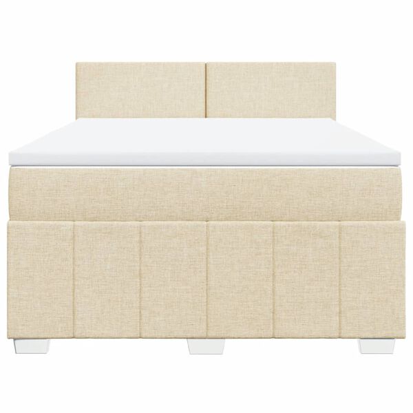 vidaXL Cama box spring con colch&oacute;n tela color crema 140x190 cm