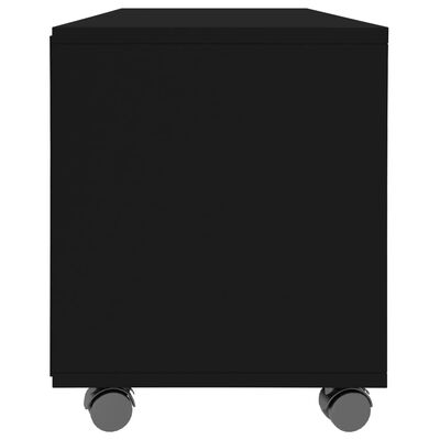 vidaXL Mueble de TV con ruedas madera contrachapada negro 90x35x35 cm