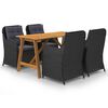 vidaXL Juego de comedor para jard&iacute;n 5 piezas negro