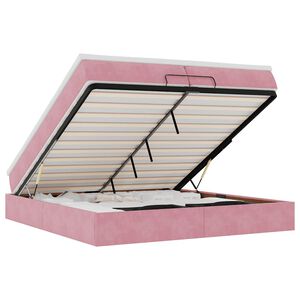 vidaXL Estructura de cama otomana colchones terciopelo rosa 200x200cm