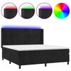 vidaXL Cama box spring colch&oacute;n y LED terciopelo negro 180x200 cm