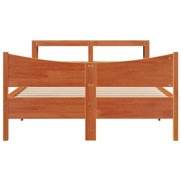vidaXL Estructura cama con cabecero madera pino marr&oacute;n cera 120x190 cm