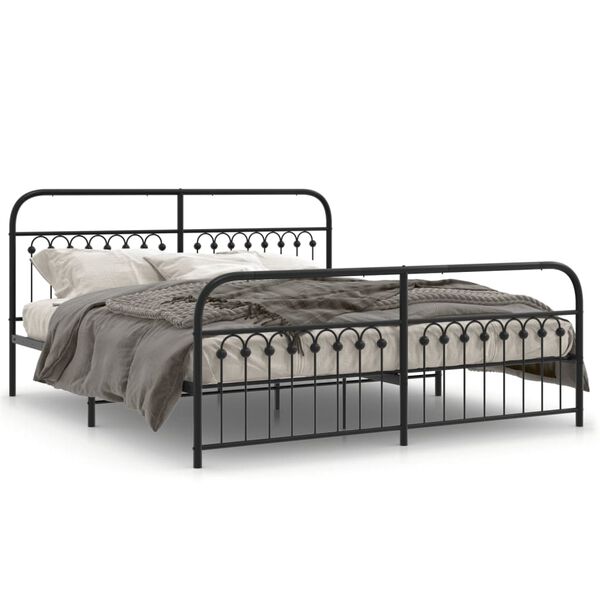 vidaXL Estructura cama sin colch&oacute;n con estribo metal negro 183x203 cm