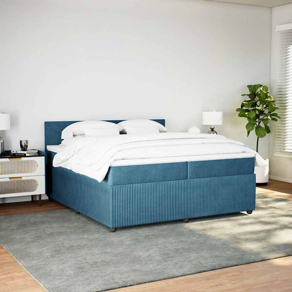 vidaXL Cama box spring con colch&oacute;n terciopelo azul 200x200 cm
