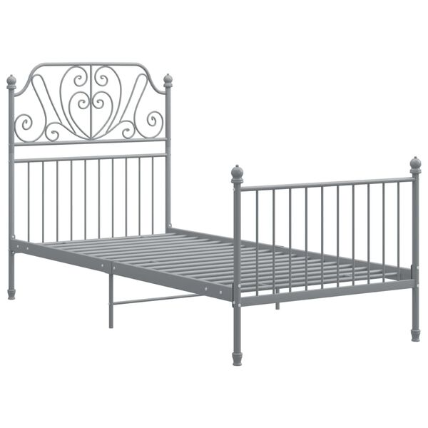 vidaXL Estructura de cama sin colch&oacute;n metal gris 100x200 cm