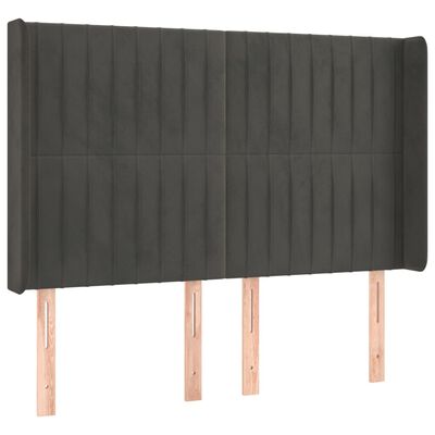 vidaXL Cama box spring colchón y LED terciopelo gris oscuro 140x200 cm