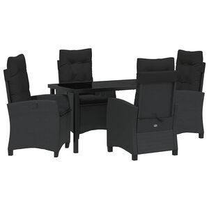 vidaXL Conjunto de Comedor de Jard&iacute;n 5 pcs Negro rat&aacute;n sint&eacute;tico