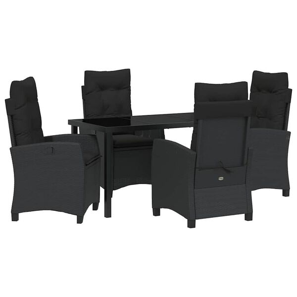 vidaXL Conjunto de Comedor de Jard&iacute;n 5 pcs Negro rat&aacute;n sint&eacute;tico