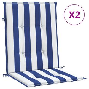vidaXL Cojines silla de respaldo bajo 2 uds tela a rayas azul y blanco