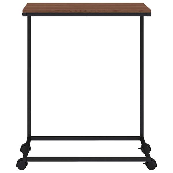 vidaXL Mesa auxiliar con ruedas madera de ingenier&iacute;a negra 55x35x70 cm