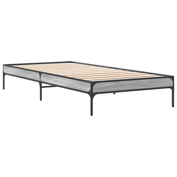 vidaXL Estructura cama madera ingenier&iacute;a metal gris Sonoma 90x200 cm
