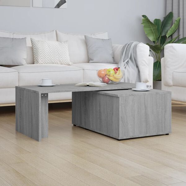 vidaXL Mesa de centro de madera contrachapada gris Sonoma 150x50x35 cm
