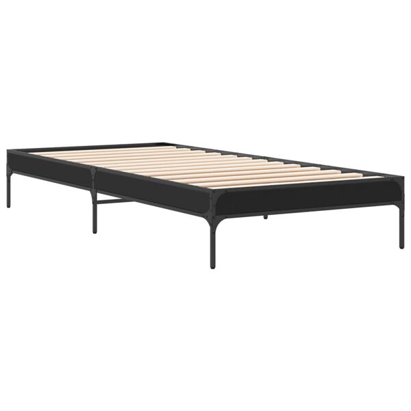 vidaXL Estructura de cama madera ingenier&iacute;a y metal negro 100x200 cm
