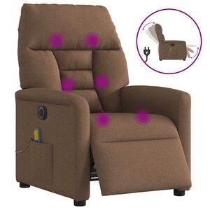 vidaXL Sill&oacute;n reclinable de masaje el&eacute;ctrico tela marr&oacute;n