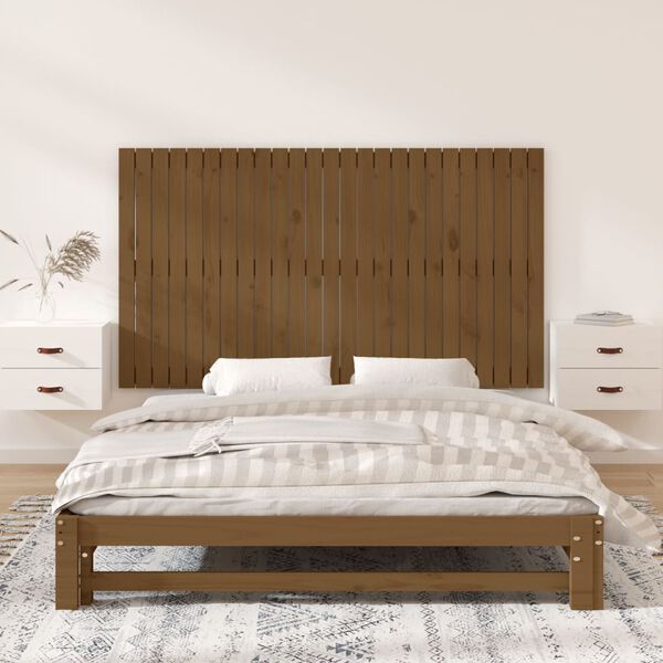 vidaXL Cabecero cama pared madera maciza pino marr&oacute;n miel 159,5x3x90cm
