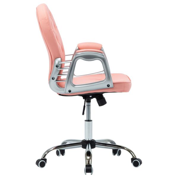 vidaXL Silla de oficina giratoria de cuero sintético rosa
