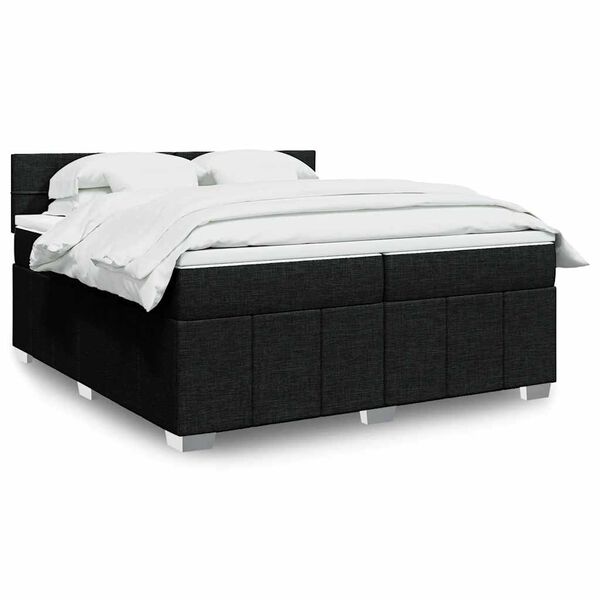 vidaXL Cama box spring con colch&oacute;n tela negro 200x200 cm