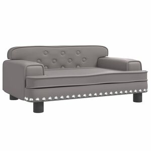 vidaXL Cama para perros de cuero sint&eacute;tico gris 70x45x30 cm