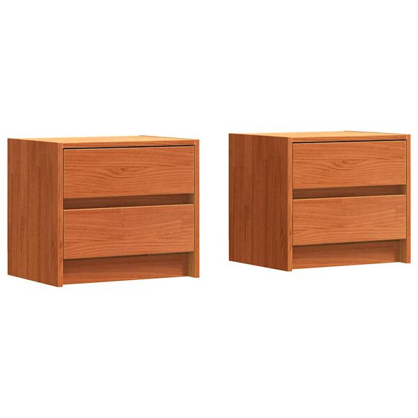 vidaXL Mesas de noche con caj&oacute;n 2 pcs Marr&oacute;n cera 40 x 30.5 x 35.5 cm