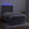 vidaXL Cama box spring colch&oacute;n y LED terciopelo gris claro 90x200 cm