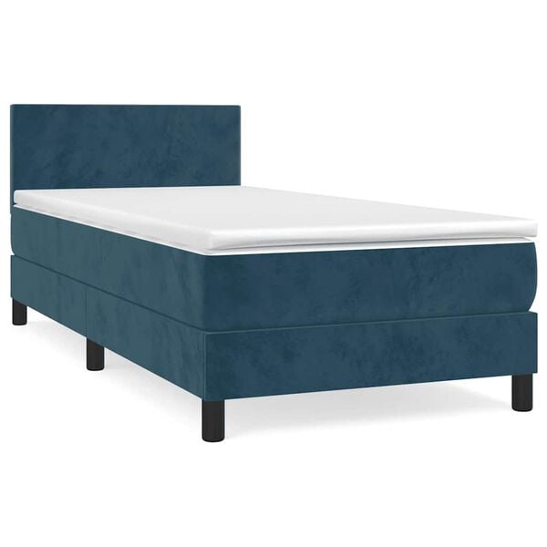 vidaXL Cama box spring con colch&oacute;n terciopelo azul oscuro 90x190 cm