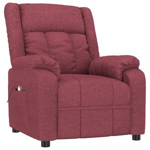 vidaXL Sill&oacute;n de masaje de tela rojo tinto