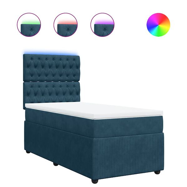 vidaXL Cama box spring con colch&oacute;n terciopelo azul 90x190 cm