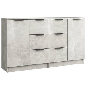 vidaXL Aparadores 2 uds madera contrachapada gris hormig&oacute;n 60x30x70 cm
