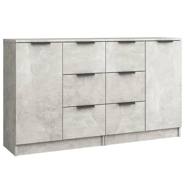 vidaXL Aparadores 2 uds madera contrachapada gris hormig&oacute;n 60x30x70 cm