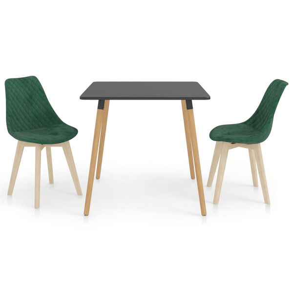 vidaXL Juego de comedor 3 piezas verde oscuro