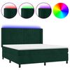 vidaXL Cama box spring colch&oacute;n y LED terciopelo verde oscuro 160x200cm