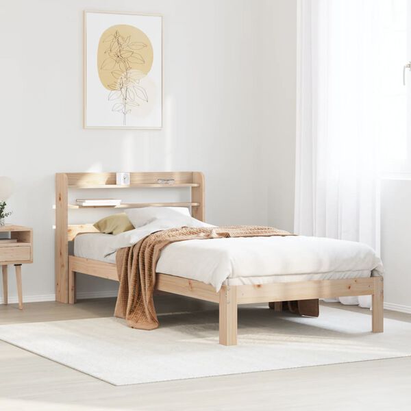 vidaXL Estructura de cama con cabecero madera maciza pino 100x200 cm