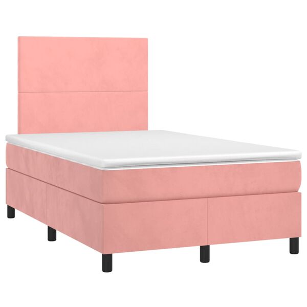 vidaXL Cama box spring con colch&oacute;n terciopelo rosa 120x190 cm