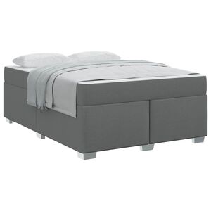 vidaXL Estructura de cama con colch&oacute;n Gris oscuro 140 x 200 cm tela
