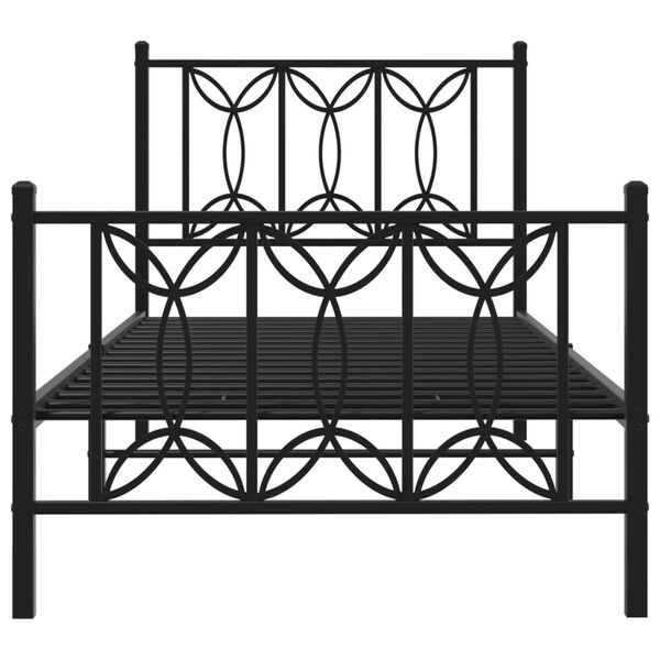 vidaXL Estructura cama sin colch&oacute;n con estribo metal negro 90x200 cm