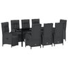 vidaXL Conjunto de Comedor de Jard&iacute;n 9 uds. Negro rat&aacute;n sint&eacute;tico