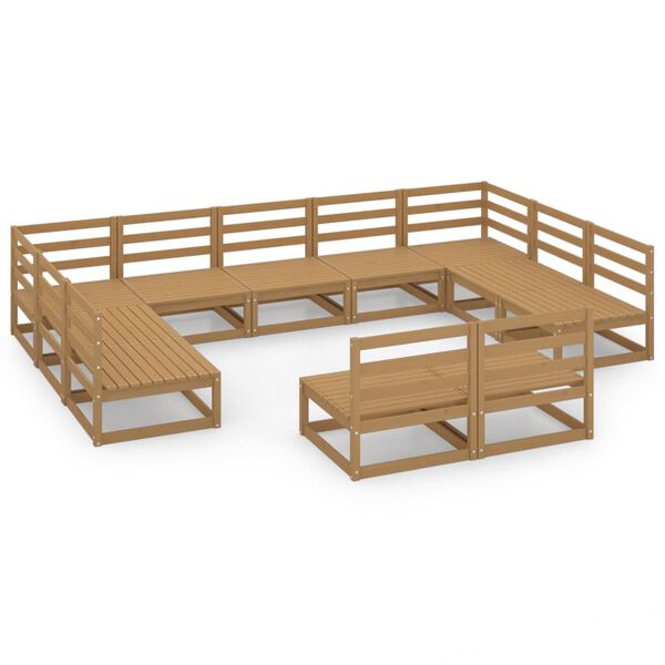 vidaXL Juego de muebles de jard&iacute;n 11 piezas madera maciza de pino