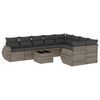 vidaXL Set de sof&aacute;s de jard&iacute;n 10 pzas con cojines rat&aacute;n sint&eacute;tico gris