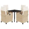 vidaXL Set comedor de jard&iacute;n 5 pzas con cojines rat&aacute;n sint&eacute;tico beige