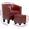 vidaXL Sill&oacute;n dise&ntilde;o de cubo con reposapi&eacute;s cuero sint&eacute;tico color vino