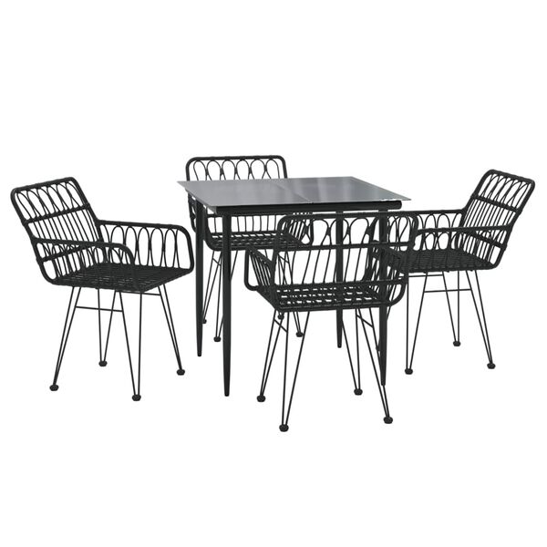 vidaXL Juego de comedor de jardín 5 piezas ratán sintético negro