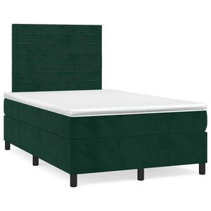 vidaXL Cama box spring con colch&oacute;n terciopelo verde oscuro 120x200 cm