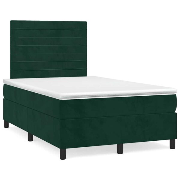 vidaXL Cama box spring con colch&oacute;n terciopelo verde oscuro 120x200 cm