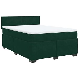 vidaXL Cama box spring con colch&oacute;n terciopelo verde oscuro 140x200 cm