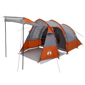 vidaXL Tienda de campa&ntilde;a tipo t&uacute;nel Gris y naranja 390 x 215 x 152 cm