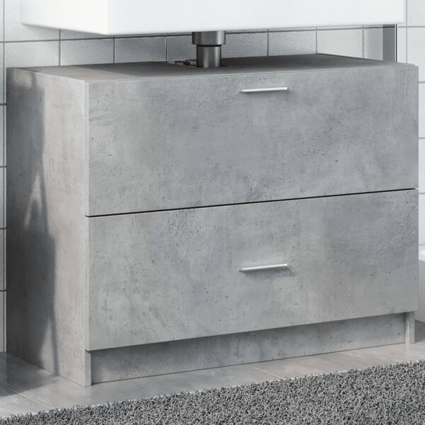 vidaXL Armario de lavabo madera ingenier&iacute;a gris hormig&oacute;n 78x37x59 cm