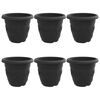 vidaXL Maceta Redonda para Flores 6 pcs Negro &Oslash; 26 x 21.5 cm Pl&aacute;stico