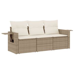 vidaXL Juego de sof&aacute;s de jard&iacute;n con cojines beige 3 pzas rat&aacute;n PE